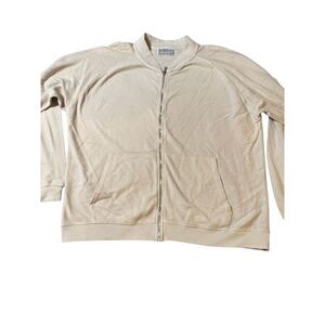 Weekendz off Men's long sleeve Tan full zip sweater L